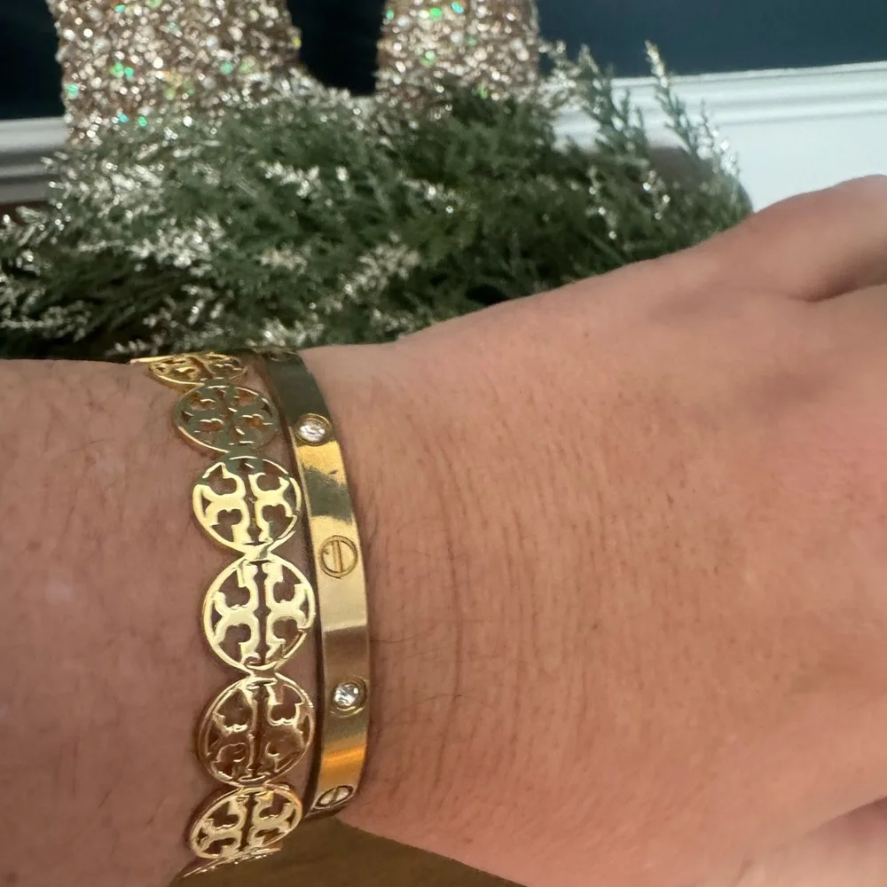 Tory Burch • Gold Logo Cuff Open Bracelet $158